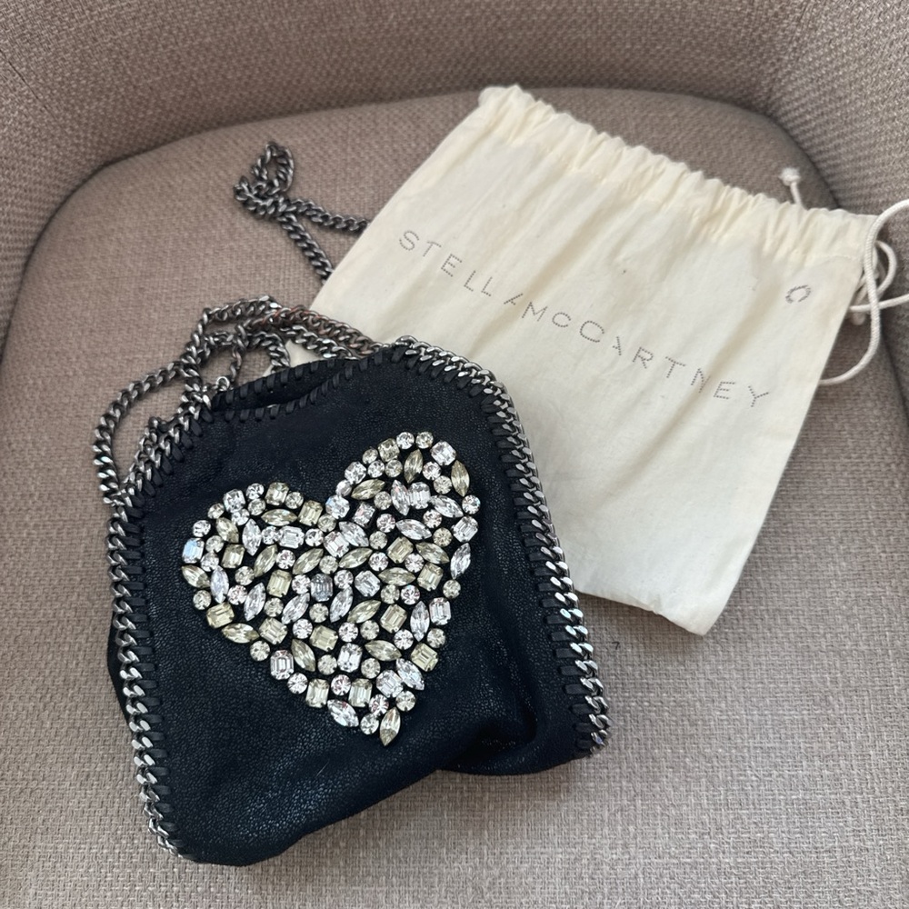 Stella McCartney Black Mini Bag with Heart Embellishments